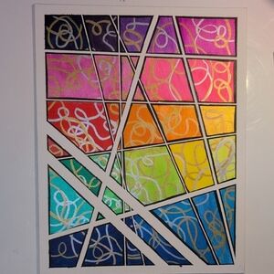 Abstract Geometric Home Art Painting in Multicolor - 14x11 Inches